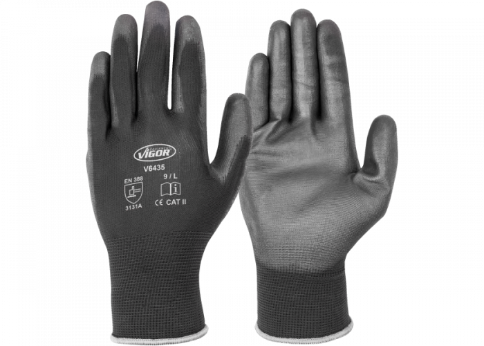 Protective work gloves with PU palm