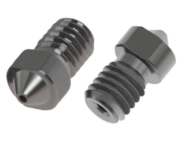 E3D V6 tryska oceľová tvrzená - Průměr filamentu: 1,75 mm, Priemer trysky: 0,40