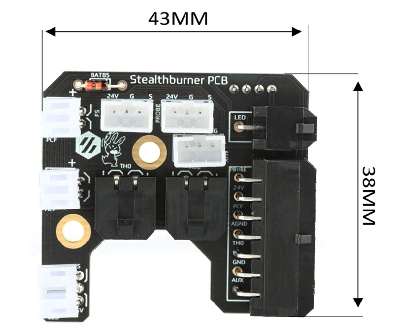 Řídící deska Stealthburner Toolhead sestavená, s konektory
