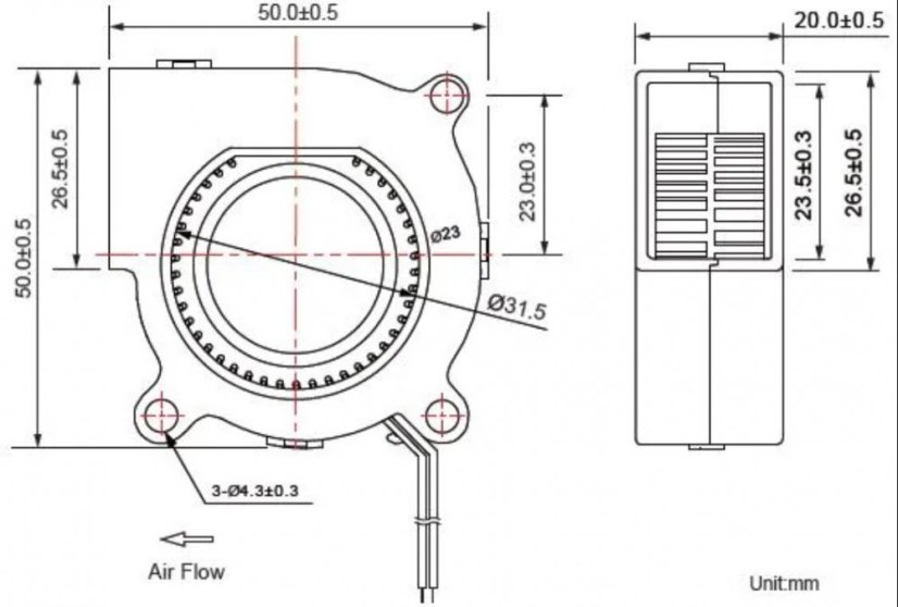 24V Radiální ventilátor 5020