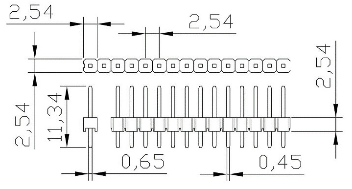 Kolík DuPont do DPS 40 pin 2.54mm - Varianta produktu: B