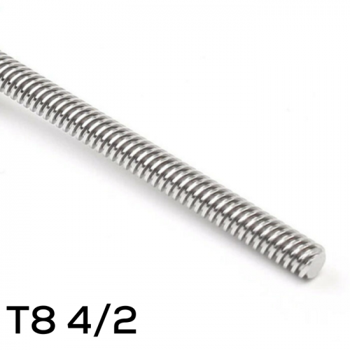 Trapezoidal lead screw T8 (custom cut) - Trapezoidal bar lead - distance to one rotation: 4 mm (2 winding)