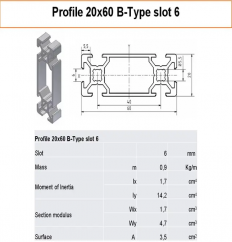 Profil aluminiowy 20x60 rowek 6 mm; cięcie na zamówienie