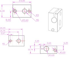 Topný hliníkový heatblock E3D V6