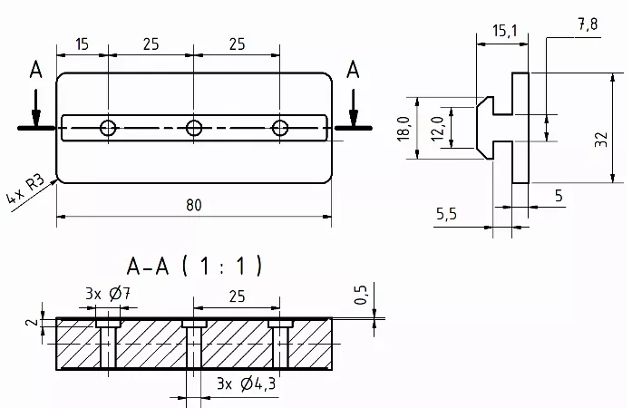 Plastový pojazd do profilu - drážku 6/8 - Drážka: 6 mm