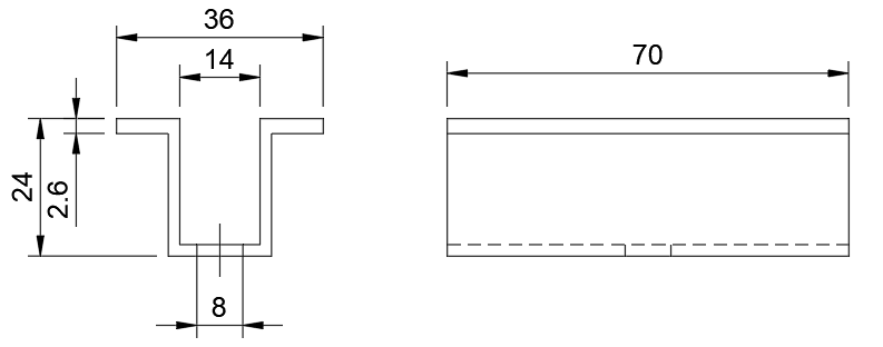 Center clamp EN AW 6063, L70