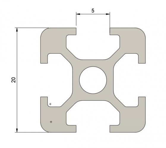 Aluminum profile 20x20 mm, groove 5 mm