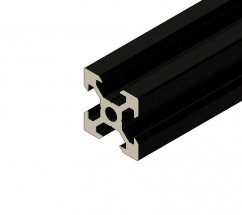 Čierny eloxovaný hliníkový profil 20x20 V-slot;  s prírezom