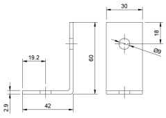 L spojka 60 x 42 x 30 x 3 AN 9807/A2