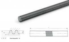 Trapezoidal lead screw T10 (custom cut)